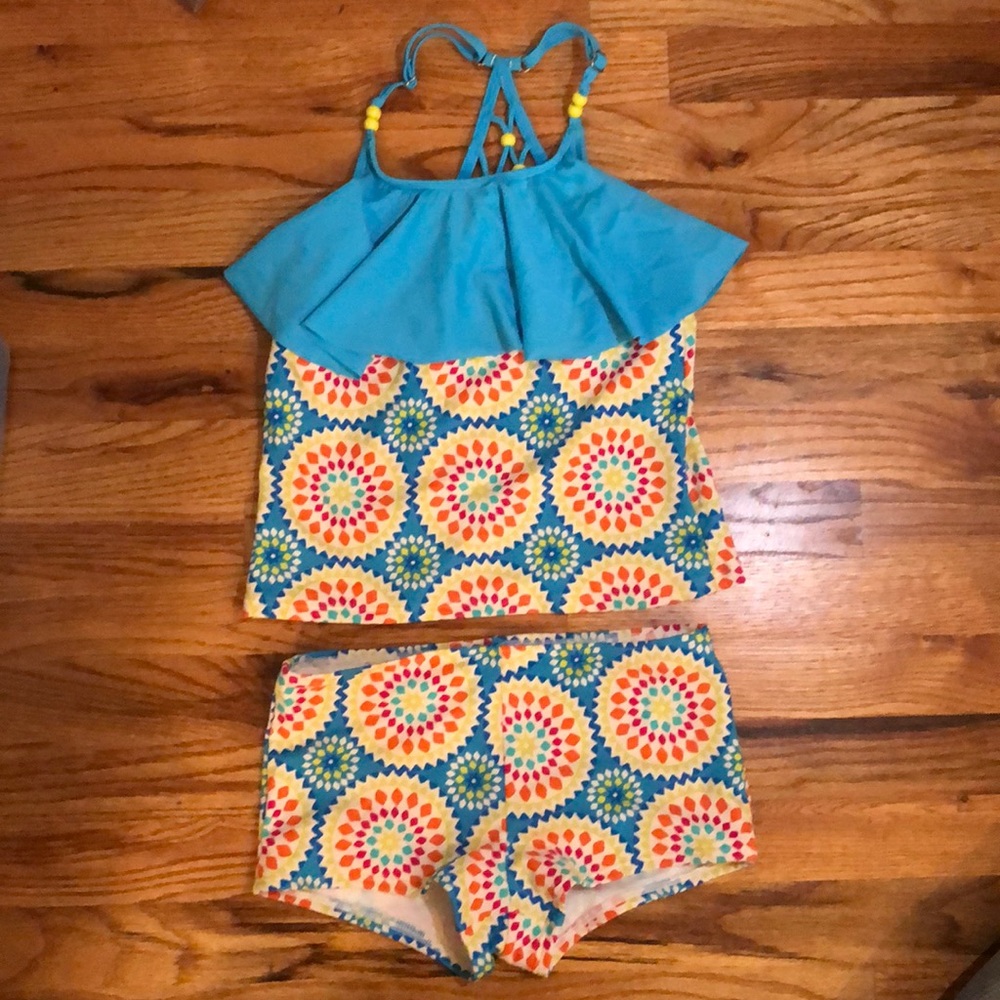 Lands End Girls Tankini Bathing Suit Size 12